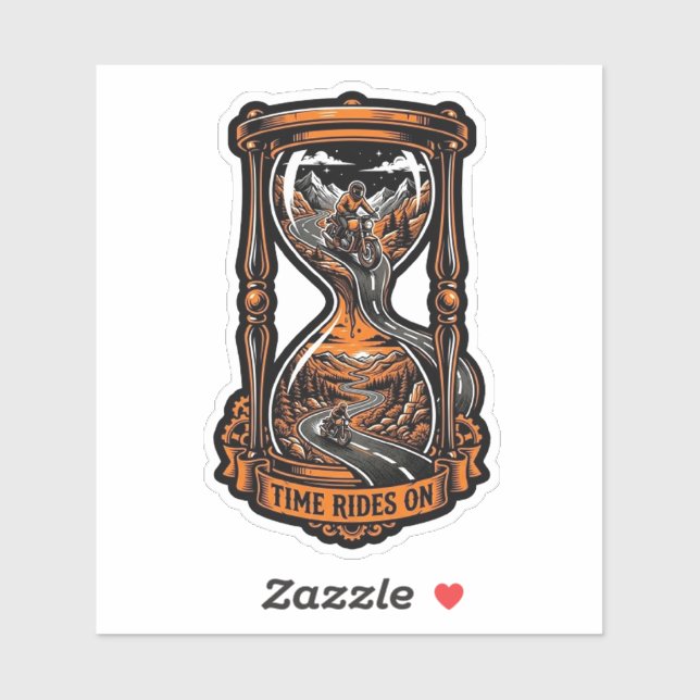 Time Rides On Hourglass Sticker — Biker Decal (Sheet)