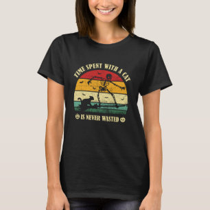 Time Spent with A Cat is Never Wasted Skeleton Hal T-Shirt