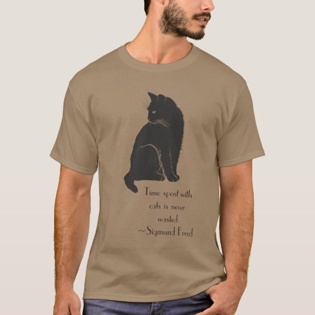 Time Spent With Cats is Never Wasted Freud Quote T-Shirt (Front)