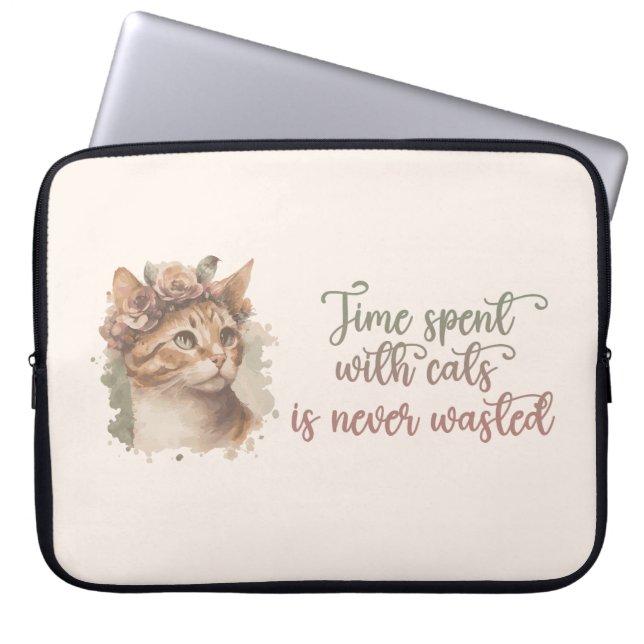 Time Spent With Cats Is Never Wasted Laptop Sleeve (Front)