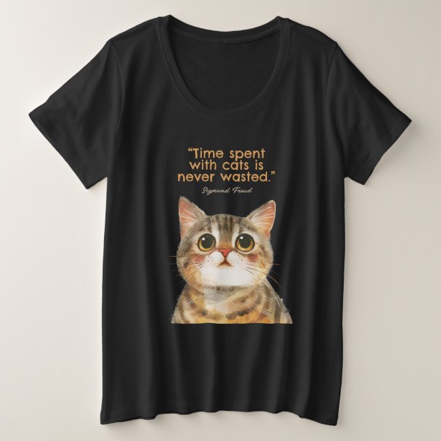 Time Spent With Cats Is Never Wasted Plus Size T-Shirt (Design Front)
