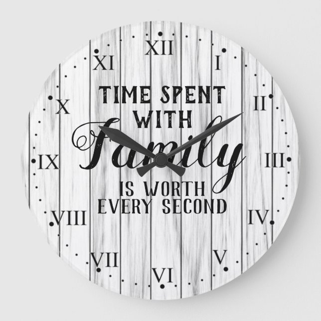 Time Spent with Family Quote Large Clock (Front)