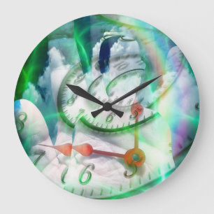 Time spiral in human hand large clock