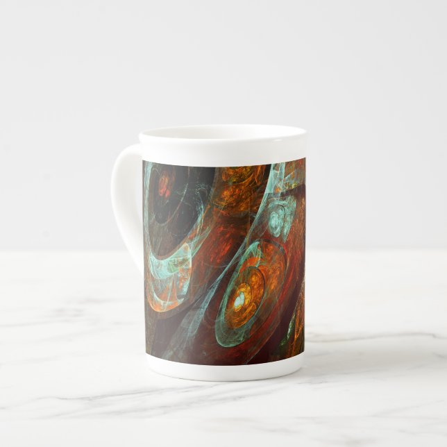 Time Split Abstract Art Bone China Mug (Front Left)