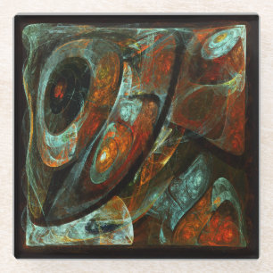 Time Split Abstract Art Glass Coaster