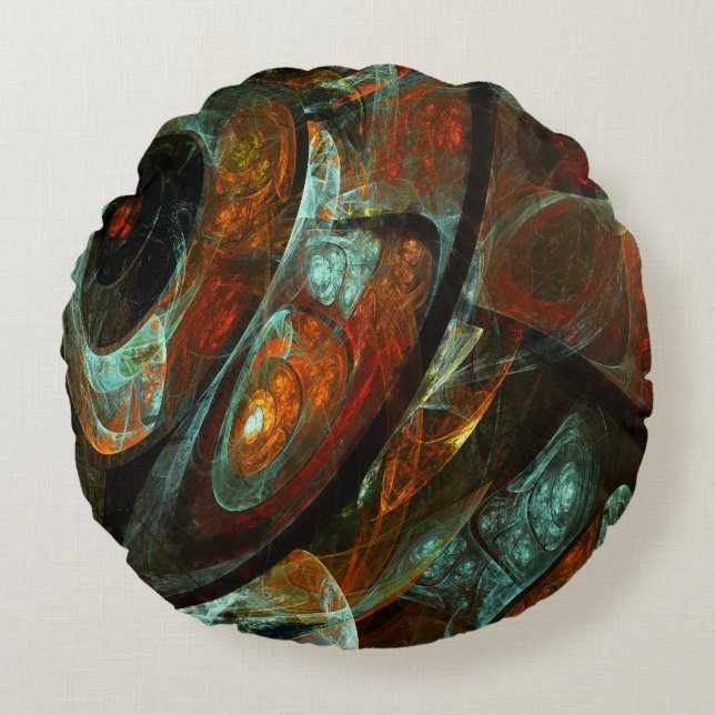 Time Split Abstract Art Round Cushion (Front)