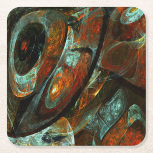 Time Split Abstract Art Square Paper Coaster