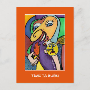 Time Ta Burn On Orange - Time Pieces Postcard