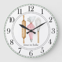 Time To Bake Baker's Tools Baker's Large Clock