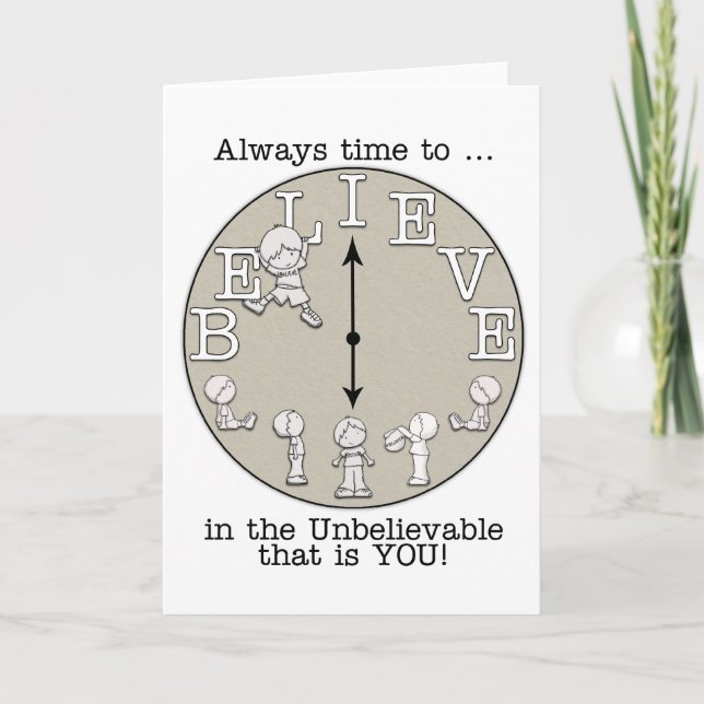 Time To Believe-Little Boy and Clock Card (Front)