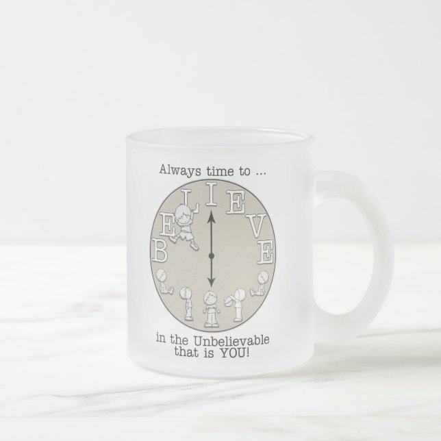 Time To Believe-Little Boy and Clock Frosted Glass Coffee Mug (Right)