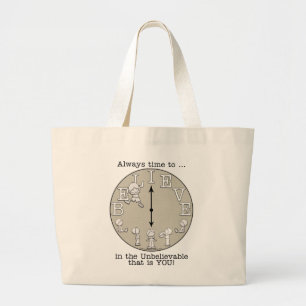 Time To Believe-Little Boy and Clock Large Tote Bag