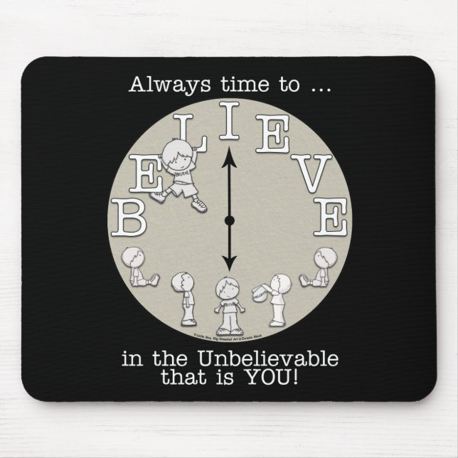 Time To Believe-Little Boy and Clock Mouse Pad (Front)