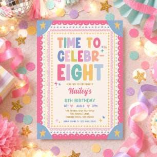 Time To Celebr-eight Whimsical Girl 8th Birthday Invitation