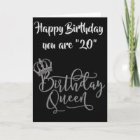 TIME TO CELEBRATE **20th** BIRTHDAY QUEEN Card