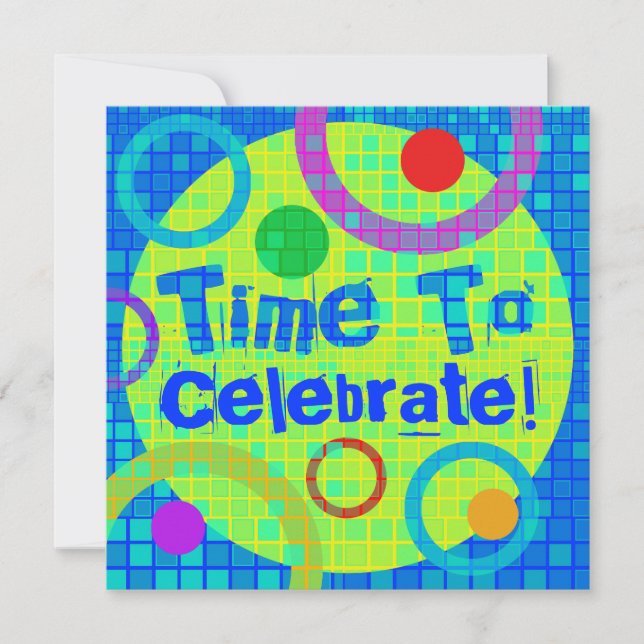 Time To Celebrate Party Invitation Multicolor (Front)