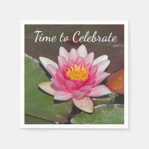 Time to Celebrate Pretty Pink Feminine Water Lily Napkin