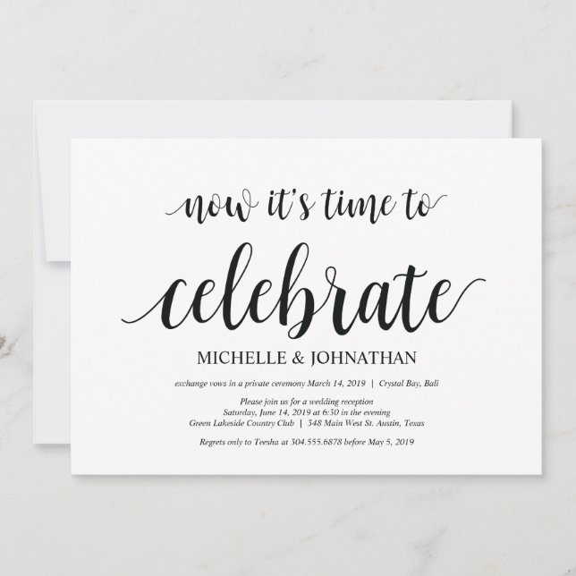 time to celebrate, wedding elopement invites (Front)