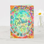 Time to Celebrate Whimsical Hearts Colourful Card<br><div class="desc">A trendy floral heart Inspirivity card to send to your girlfriends, nieces, grandmothers, granddaughters, sisters or coworkers…anyone really! The bright colours and fun flower artwork will be a nice surprise for whoever receives it. Zazzle offers volume discounts for anyone wishing to purchase inspirivity cards for their stores. To see more...</div>