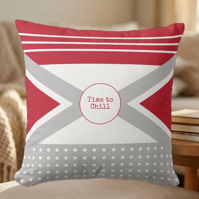 Time to Chill red and grey Cushion (Creator Uploaded)