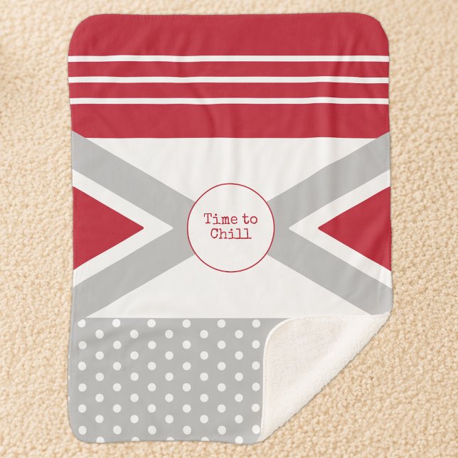 Time to Chill red and grey Sherpa Blanket (Creator Uploaded)