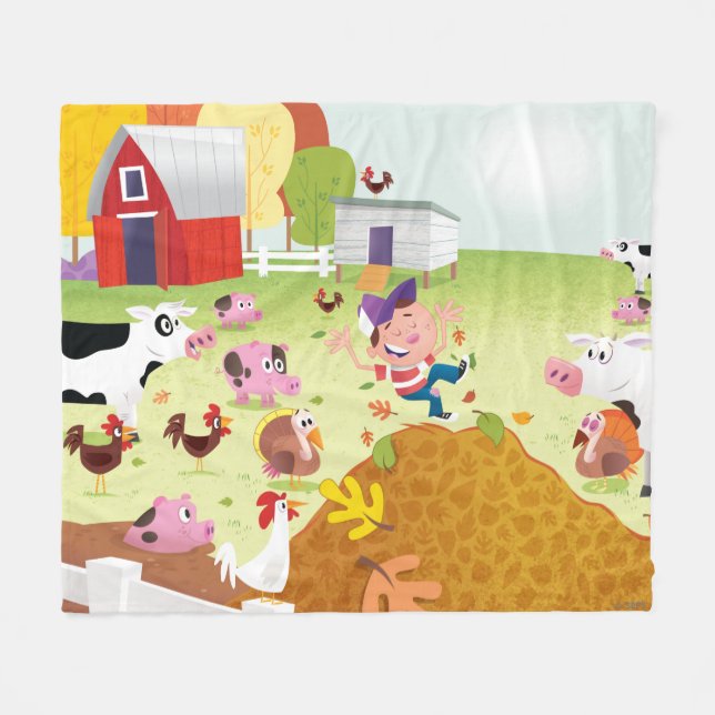 Time to Count - Farmyard Fleece Blanket (Front (Horizontal))