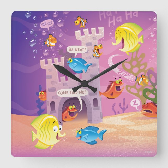 Time To Count-Under the Sea Square Wall Clock (Front)