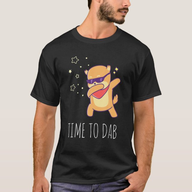 Time To Dab Funny Cute Kawaii Anime Shiba Inu Dog T-Shirt (Front)