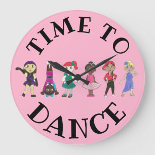 Time to Dance Ballet Tap Jazz Acro Studio School Large Clock