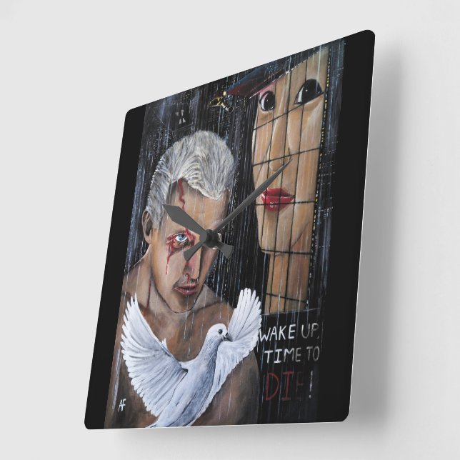 Time to Die! Painting by Alfred Fox Square Wall Clock (Angle)