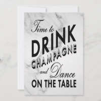 Time to Drink Champagne Holiday Invite (marble)