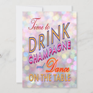 Time to Drink Champagne in Colour Holiday Invite