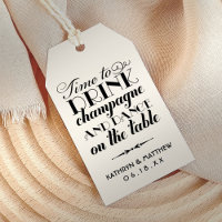Time to Drink Champagne Ivory Monogram Favour