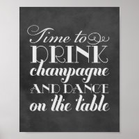 Time to Drink Champagne Quote Chalkboard Wedding