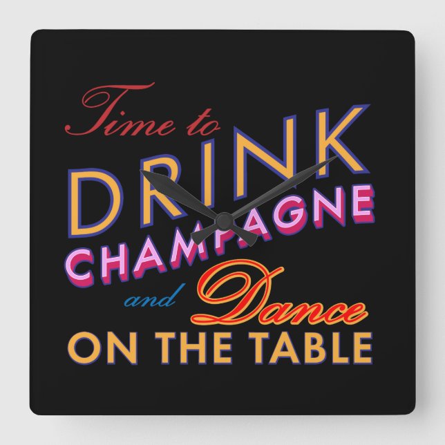 Time to Drink Champagne Wall Clock in Colour (Front)