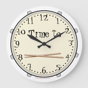 Time to Drum Sticks Clock w/ Numbers and Minutes