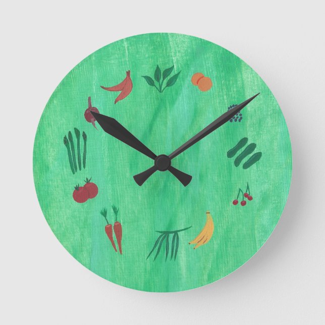 Time to Eat More Fruits and Vegetables Wall Clock (Front)