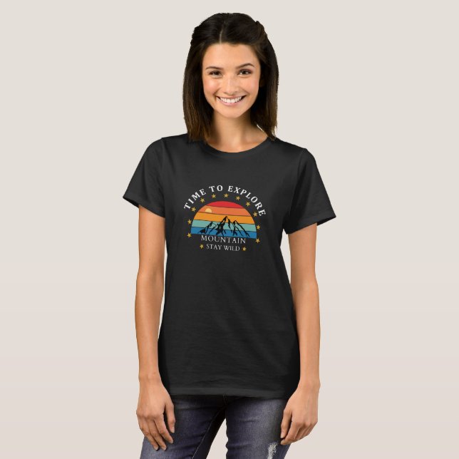 Time to Explore Mountain Shirt – Retro Hiking Tee  (Front Full)