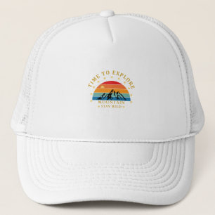Time to Explore Mountain Shirt – Retro Hiking Tee  Trucker Hat