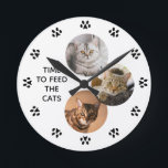 "Time To Feed the Cat" Cat Lovers Personalised Round Clock<br><div class="desc">Whether is one or more cats,  this personalised clock will remind you that it's always time to feed the cat(s).</div>