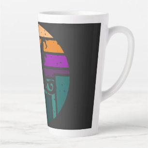 Time To Fly - Halloween Retro Sunset Witch Cat Latte Mug