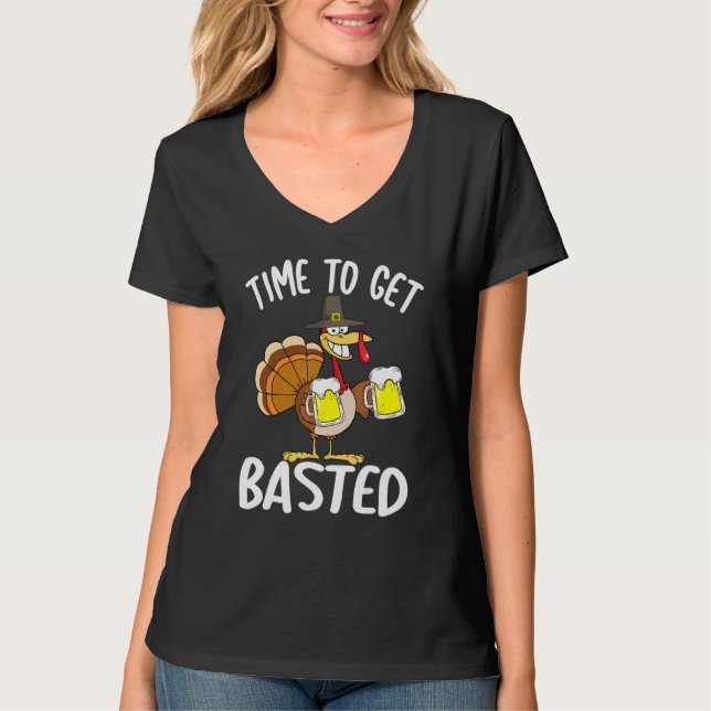 Time To Get Basted  Beer Thanksgiving Turkey  Men  T-Shirt (Front)