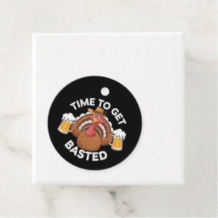 Time To Get Basted Funny Beer Thanksgiving Turkey Favour Tags