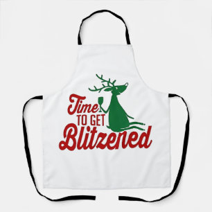 Time to Get Blitzened Christmas Reindeer  Apron
