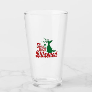 Time to Get Blitzened Christmas Reindeer Glass