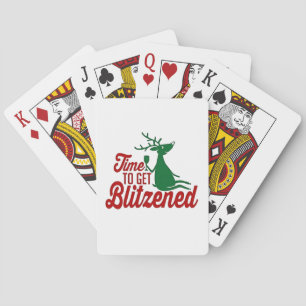 Time to Get Blitzened Christmas Reindeer Playing Cards