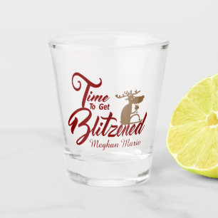 Time to get Blitzened drinking reindeer Shot Glass