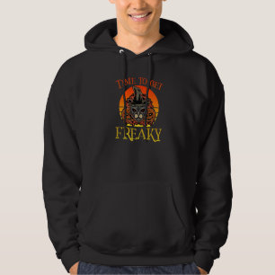 Time To Get Freaky Halloween Creepy Black Cat Pump Hoodie