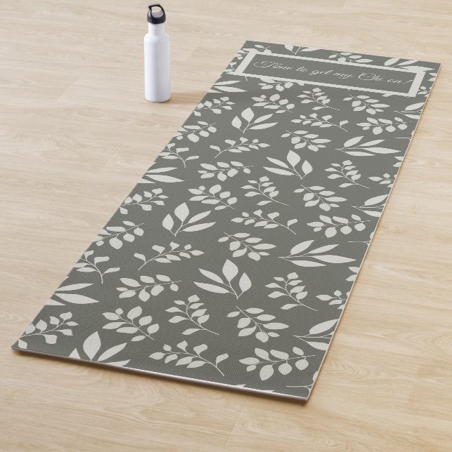 Time to Get My Chi On Leaf Foliage Pattern Yoga Mat (In Situ)