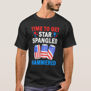 Time To Get Star Spangled Hammered Beer Usa Flag 4 T-Shirt